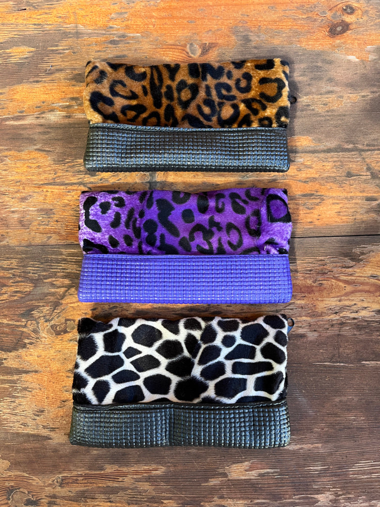 Black Clutch Purse-Cheetah Faux Fur