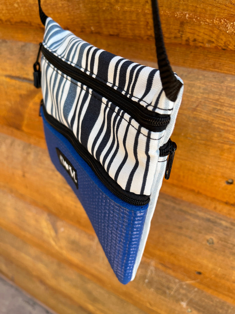 3 Zip Bag Blue-Stripe Print Fabric