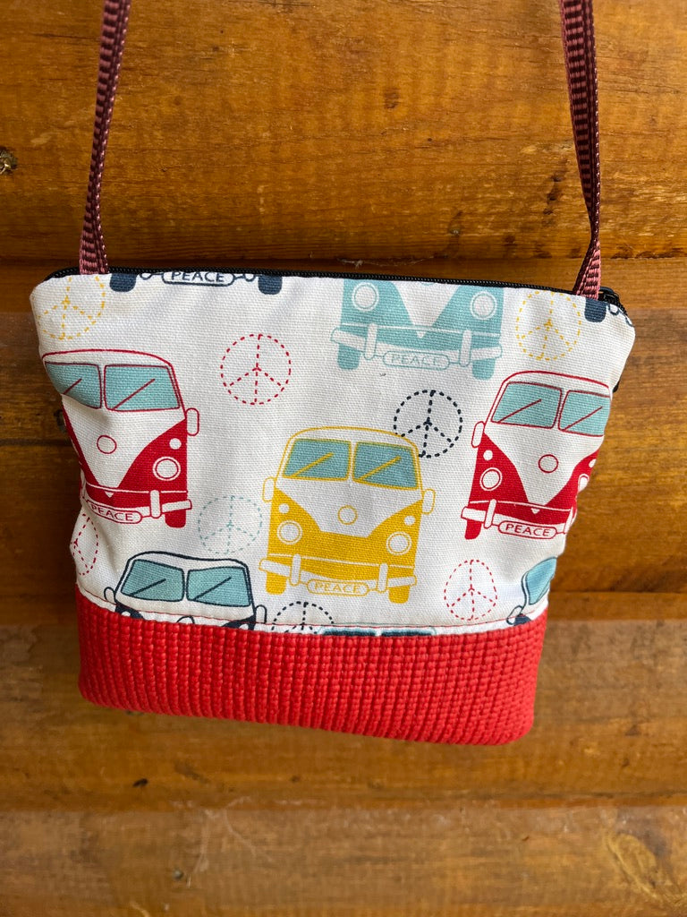 Stella Red Cross Body Purse-VW print fabric