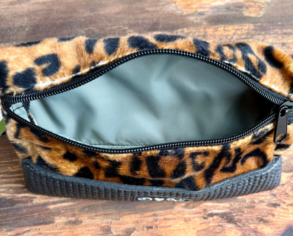 Black Clutch Purse-Cheetah Faux Fur