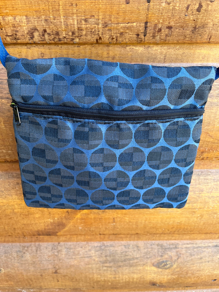 Lily Blue Cross body purse-Circle Print Fabric