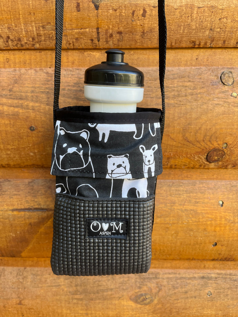 Ajax Black Water Bottle Holder & Purse-Dog print fabric