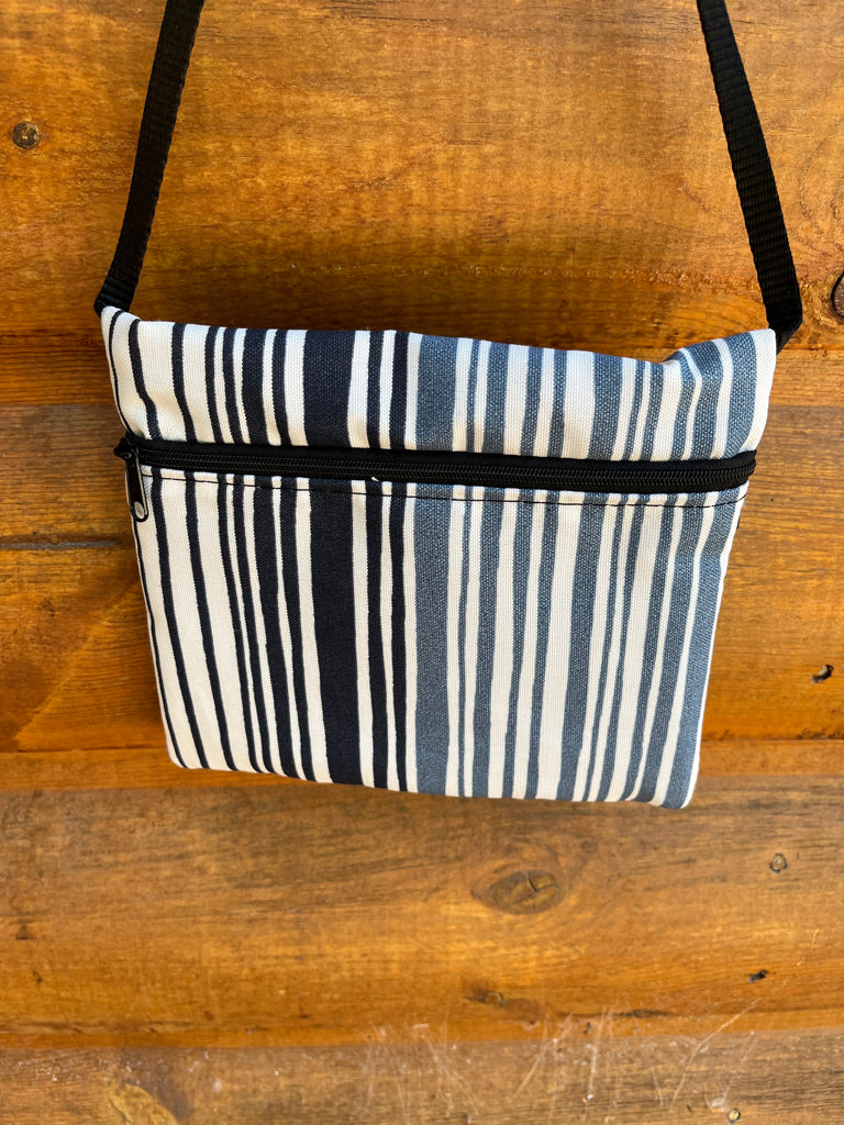 3 Zip Bag Blue-Stripe Print Fabric