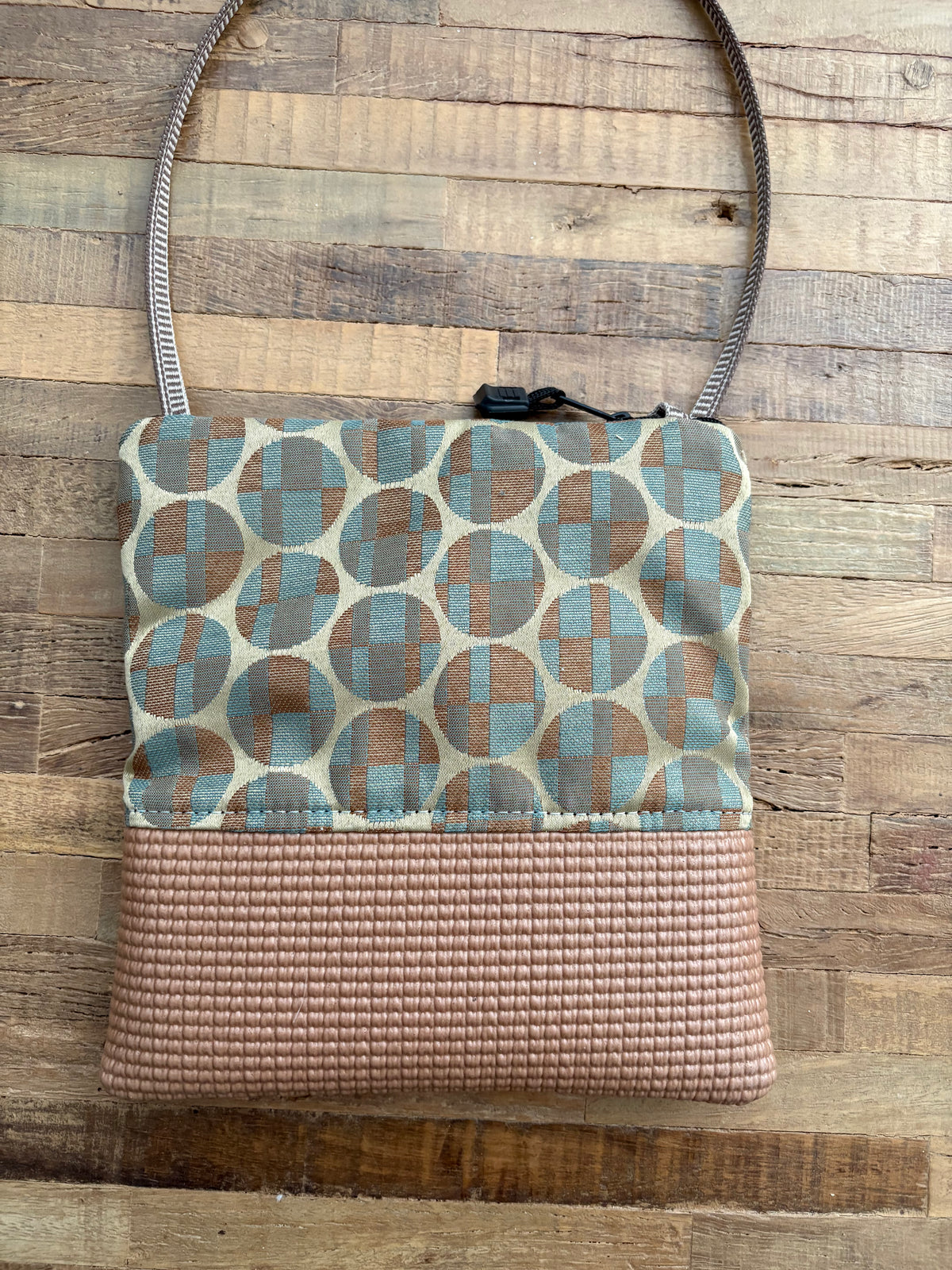 Stella Nutmeg Cross Body Purse-Circle Print Fabric