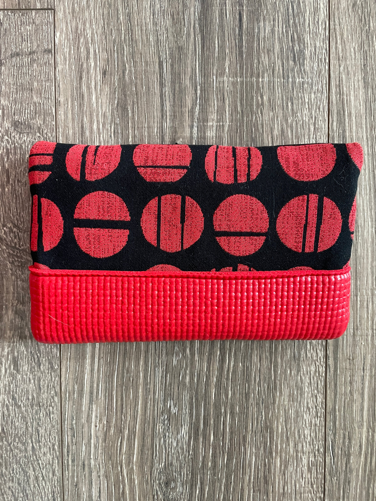 Red Clutch-Circle Print Fabric